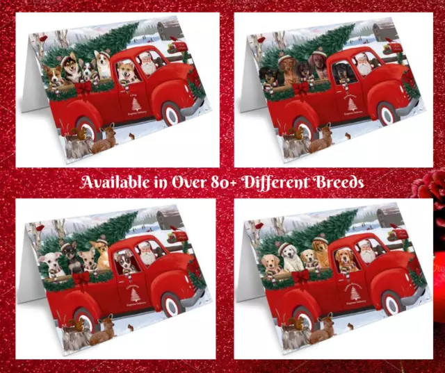 Christmas Santa Greeting Cards with Dog cat pet Photos,invitation card Red truck
