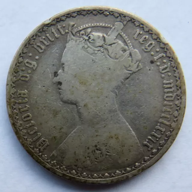 1879 Queen Victoria Silver Gothic Florin Coin - Great Britain 2