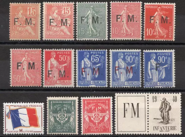 TIMBRES FRANCE DE FRANCHISE Année 1901 a 1964 Série du n°1 au n°13 . NEUF**