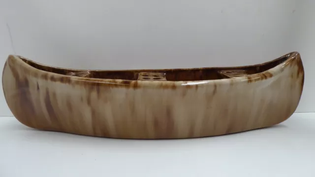 Australian Art Deco Pottery Mottled Majolica Glaze Canoe Float Vase Bowl Bennett