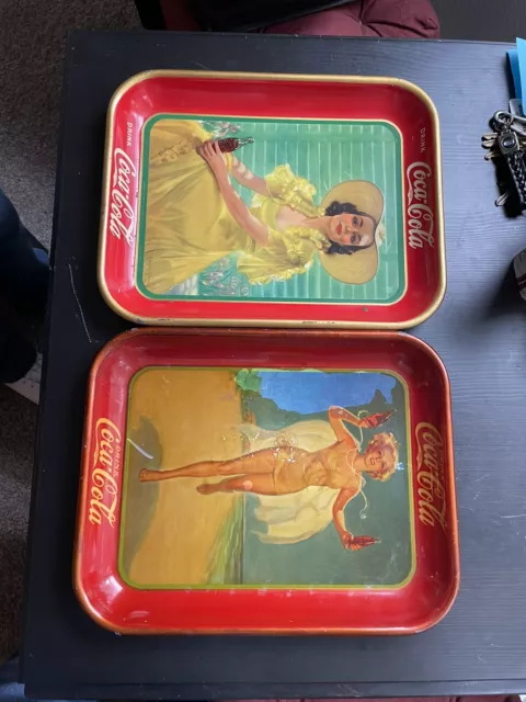 coca cola trays vintage 1937 Come As A Pair