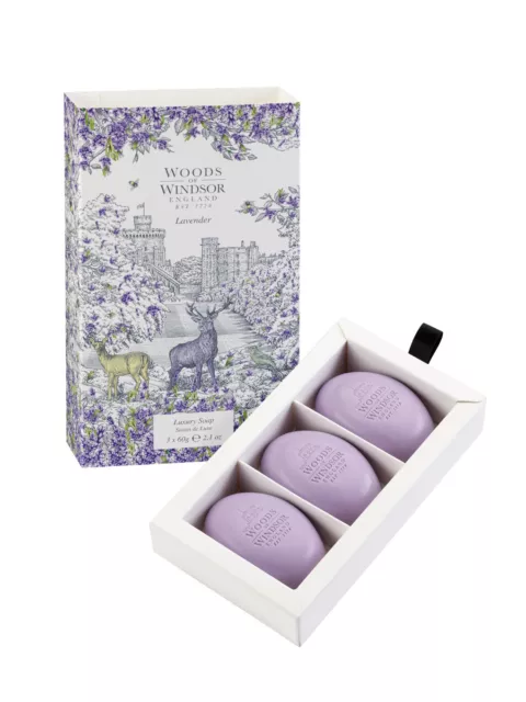 Woods of Windsor LAVENDEL Duftseifen Luxus Geschenk Set 3 x 60 g LAVENDER Soap