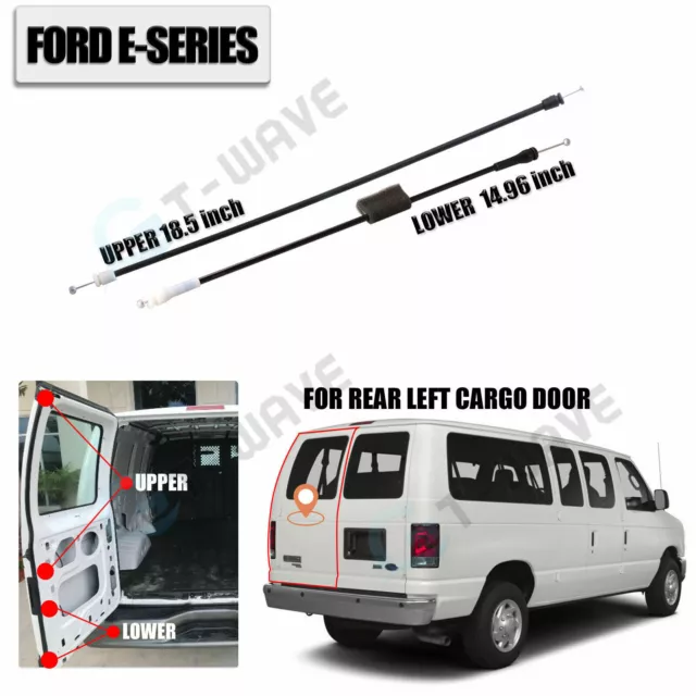 Rear Left Cargo Door Upper&Lower Latch Release Cable for Ford E150 250 350 450