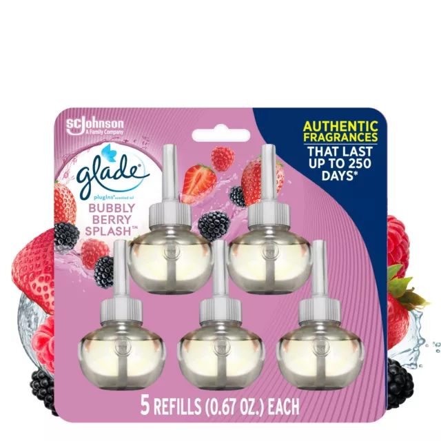 Glade PlugIns Scented Oil 5 Refills, Air Freshener, Bubbly Berry Splash