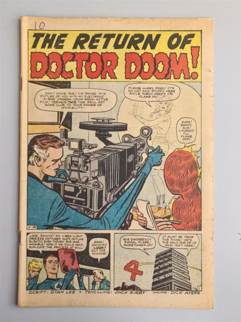 Fantastic Four #10 3Rd App Dr Doom 1963 Marvel Silver Age Comic Read Description