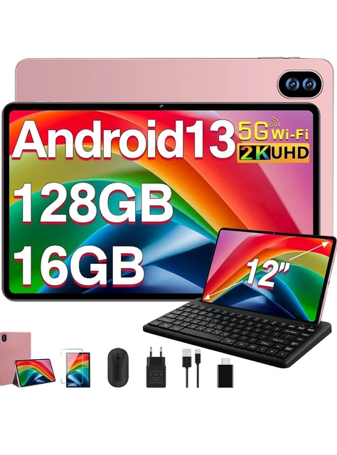TABLET 12 POLLICI Android 13 Tablet 2K Schermi,16GB RAM 128GB ROM EUR ...