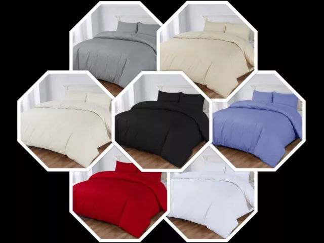 300 Thread Count 100% Pure Egyptian Cotton Duvet Cover Set With Pillowcases