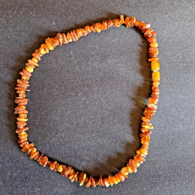 Natural Raw Unpolished Baltic Amber Necklace 17 inches Barrel Clasp Closure