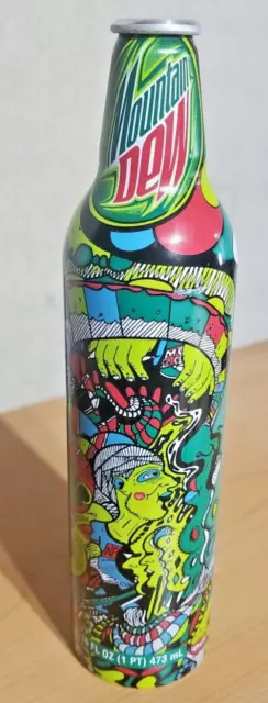 Mountain Dew Green Label Art aluminum bottle collector item. GREENLABELART.COM