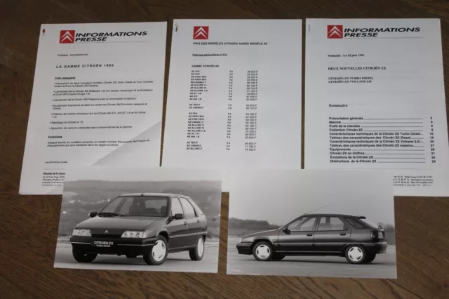 (181) Informations presse gamme Citroën 1993 + ZX