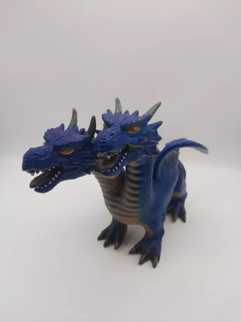2013 Toys R Us MAIDENHEAD Two-Headed Dragon 17" Figure Blue Rubber 2 Heads