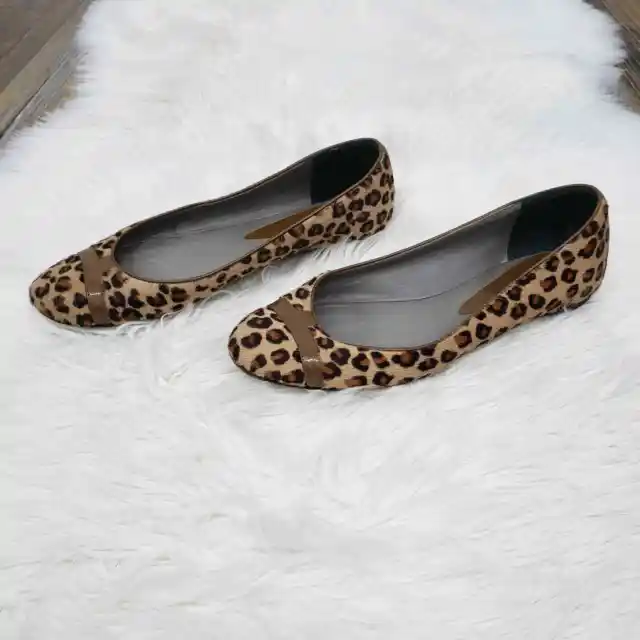 Theory Animal Leopard Print Calf Hair Ballerina Flats Made in Italy 8 / 39