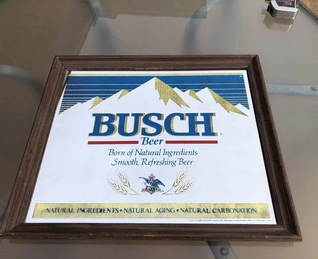 Vintage Busch Beer Framed Mirror Dated 1990 Read