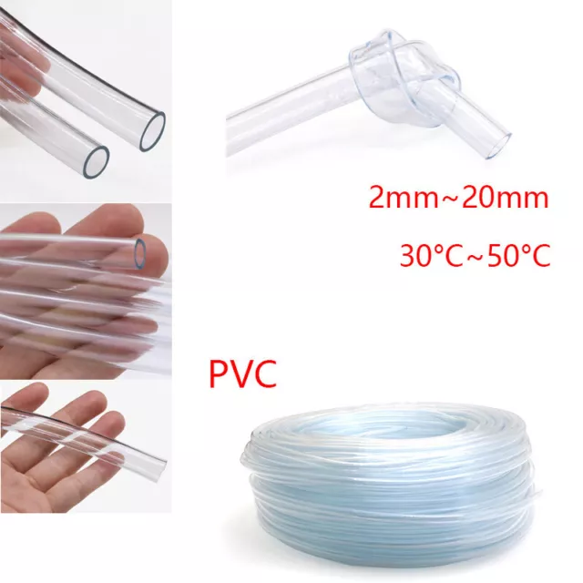 ID2mm - 25mm Clear Plastic PVC Hose Pipe Tubing for Water Air Fuel Oil Aquariums