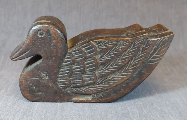 Antique Hand Carved Wood Duck Box & Chinese Opium Scale