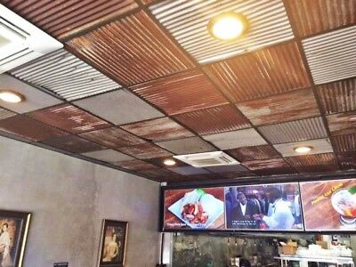 40 sq ft DROP CEILING TILES RECLAIMED CORRUGATED BARN ROOFING 3
