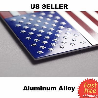 3D Metal US American Flag Emblem Sticker Decal | High Grade Aluminum 3.15"x1.75"
