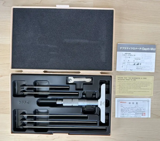 Mitutoyo 0-6" Depth Micrometer Set With 4” Base In Case 129-132