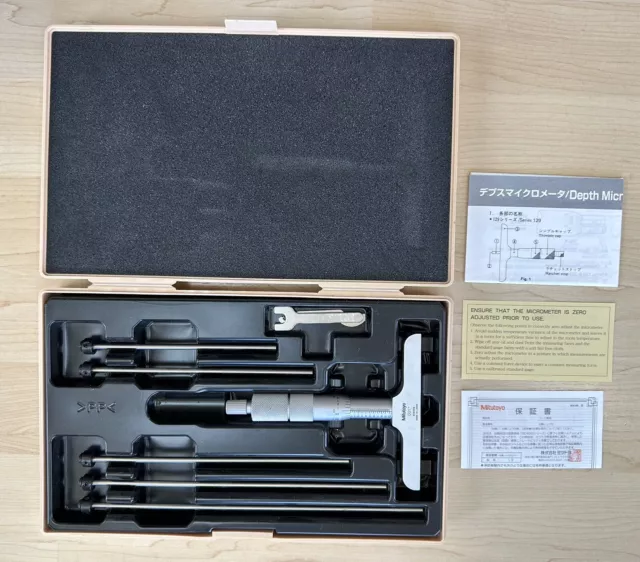 Mitutoyo 0-6" Depth Micrometer Set With 4” Base In Case 129-132 Mitutoyo 0-6" Depth Micrometer Set With 4” Base In Case 129-132