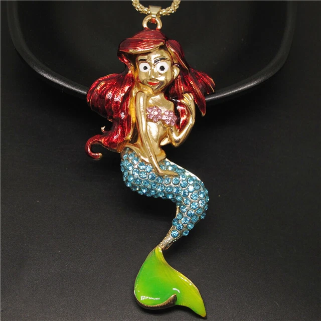 Betsey Johnson Blue Rhinestone Mermaid Crystal Pendant Women Necklace
