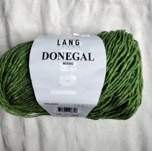 50g Lang Yarns Donegal, Fb. 97, grün, Tweed, Strick, Wolle