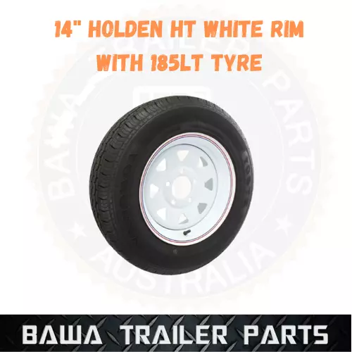 SUNRAYSIA WHITE 14" Holden HT WITH 185 LT TYRE ! Trailer Parts