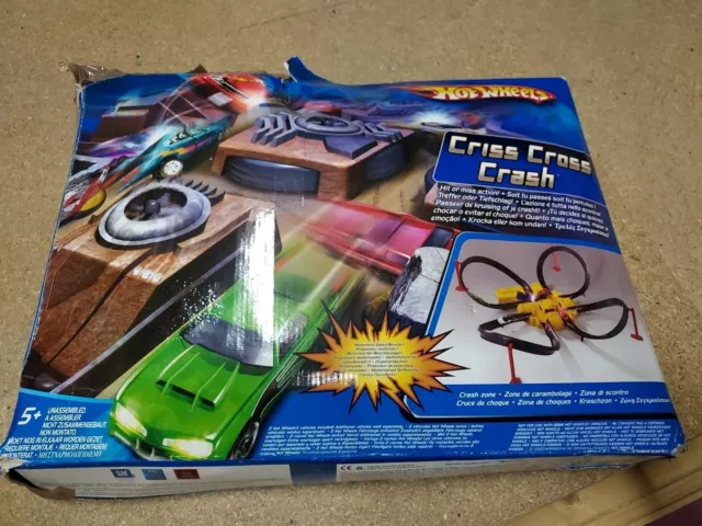 Hot Wheels Criss Cross Crash 4 Way Crash Zone Motorized Race Way With One  Car