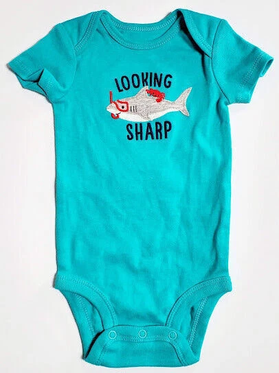 Carter's Baby Boy One Piece 18 Months Looking Sharp Snorkeling Baby Shark Blue