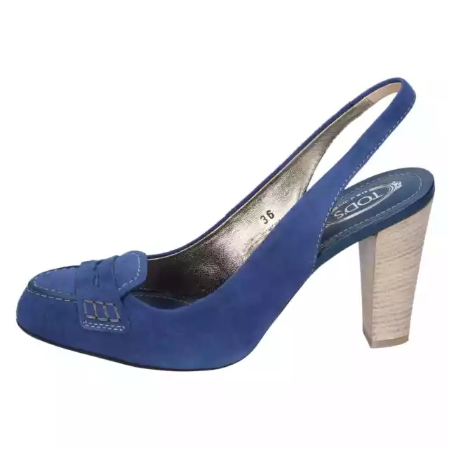 scarpe donna TOD'S 36 EU decollete blu camoscio DE281