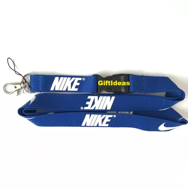 Nike Lanyard Detachable Keychain iPod Camera Strap Badge ID Blue