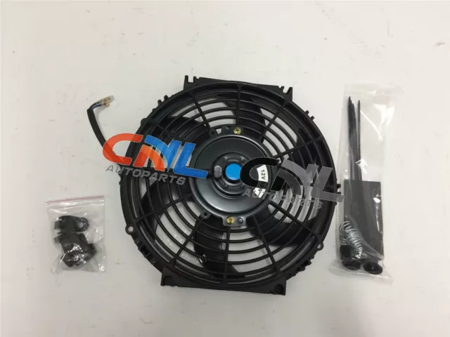 10" 12V 10 inch 12 V Thermo Radiator Cooling Fan & Mounting Kits CURVED BLADE