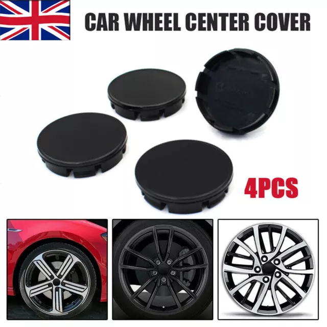 4Pcs 60mm /55mm Universal Car Wheel Centre Hub Cover Center Black ABS Rims Caps