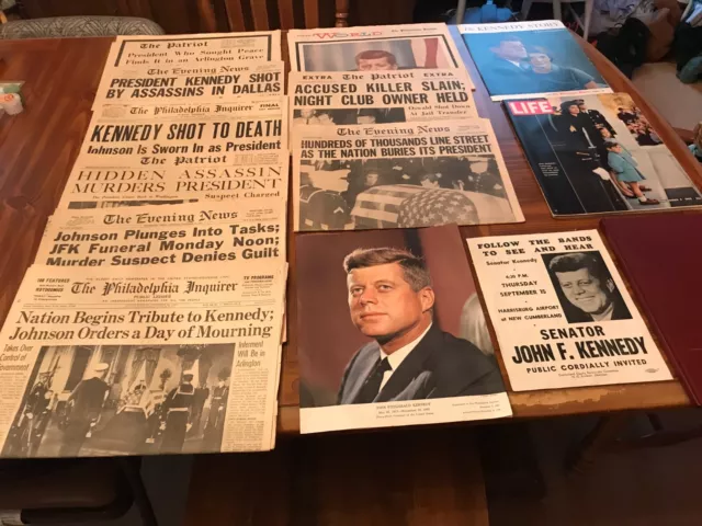 Lot Of 1960'S John F. Kennedy Memoribelia Magazines Newspapers,Book And Nore