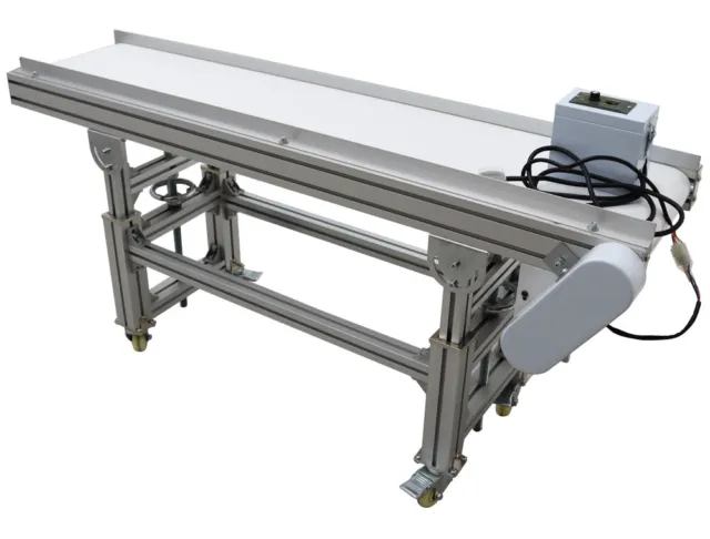59"x11.8" Belt Conveyor Transport System Height/ Speed Adjustable Glossy PU Belt