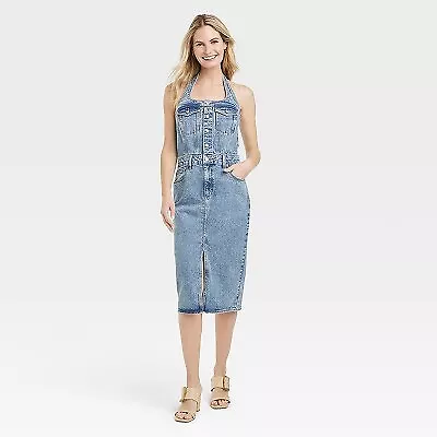 Women's Denim Midi Dress - Universal Thread Medium Wash 4