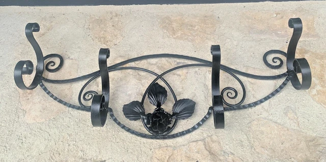PORTE MANTEAU ART Deco En Fer Forge Decor De Roses EUR 30,00 - PicClick FR
