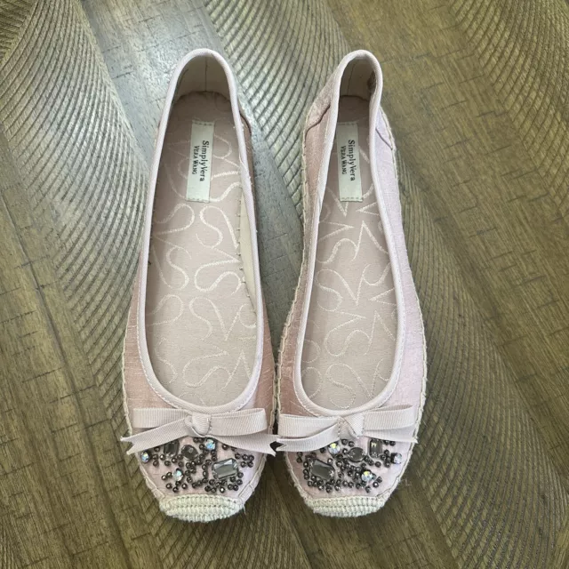 Women's Simply Vera Wang Espadrilles Pink Rhinestone Embellished Ballet Flats