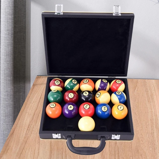 Étui De Rangement Pour Boules De Billard – Boîte Avec Poignée, 2 Loquets Inox, Mousse Intérieure, Capacité 16 Boules Américaines