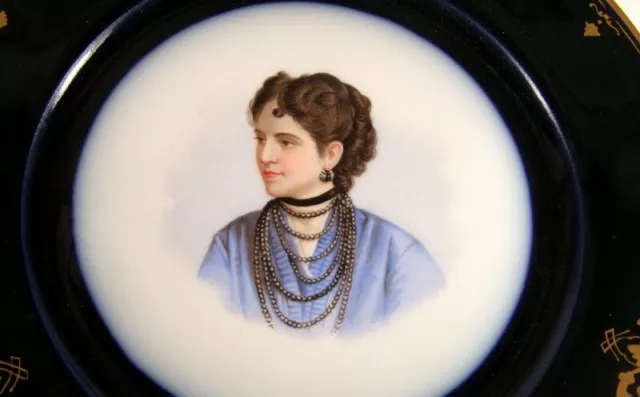 Antique19thC Sevres Handpainted Cobalt & Gilt Portrait Plate 2