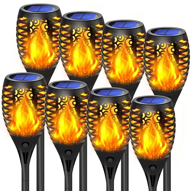 Solar Lights Outdoor, Solar Torch Light with Flickering Flame Waterproof Sola...