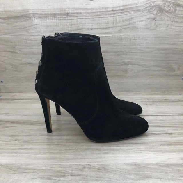 Vince Camuto Ankle Boots Womens 10 Black Suede Leather Zip Stiletto Booties