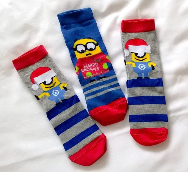 3 paires de chaussettes Despicable Me, tailles 9 - 12 chaussettes cheville pour enfants neuves