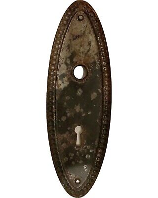 Antique Metal Oval Door Plate Hardware Salvage Rusted Rustic Home 7.5"Lx2.5"W 2