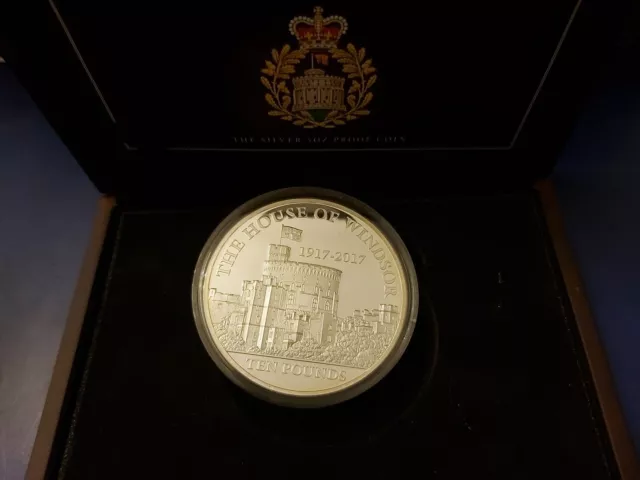 2017 Guernsey 5oz Silver Proof £10 coin "House of Windsor" in Case with COA 2