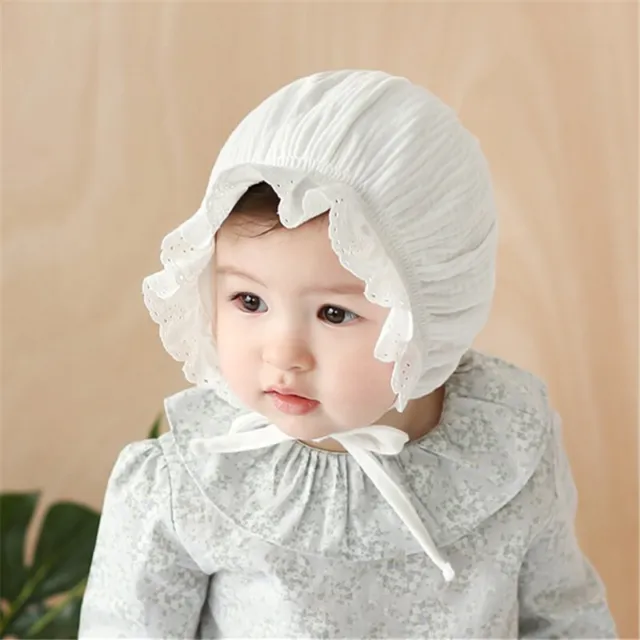 Baby Girls Cotton Bonnet WITH TIED UP Infant Toddlers Princess Lace Ruffle Hat