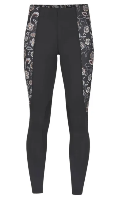Kerrits Plus Size 1X Flow Rise Knee Patch Performance Tights Legging Floral