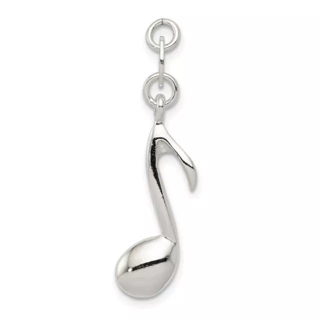 Sterling Silver 925 Polished Music Musical Note Charm Pendant 1.26 Inch