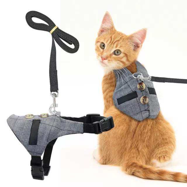 Cat Walking Jacket Harness & Leads Escape Proof Adjustable Pet Dog Vest Clothes