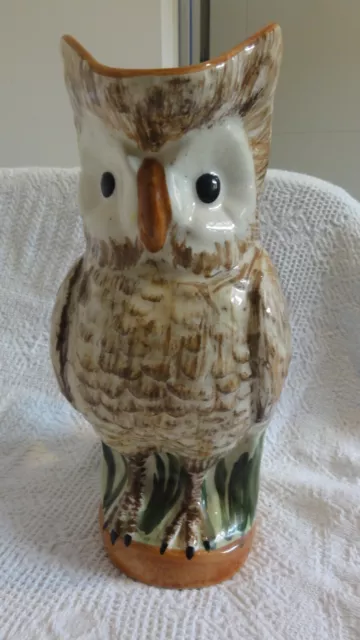 Ancien Pichet En Barbotine Hibou Chouette