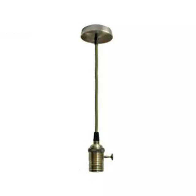 Portalampada Lampadario Sospensione Soffitto Pendente Vintage 2Mt Bronzo Verde